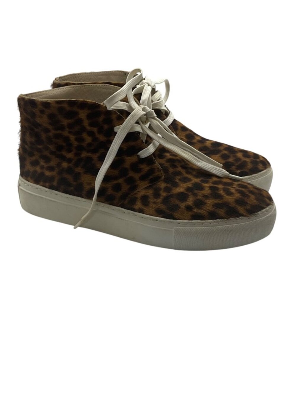 Boden 41-9.5 Leopard Print Calf Hair High-Top Sneakers Trainers Platform Shoes